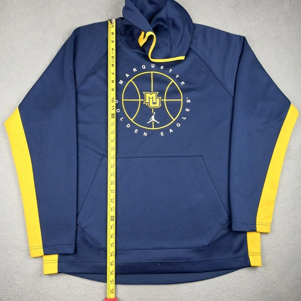 Jordan Marquette Golden Eagles Hoodie Mens XL Blue Yellow Basketball Sweatshirt